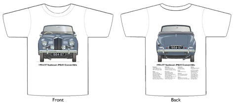 Sunbeam MkIII Convertible 1954-57 T-shirt Front & Back